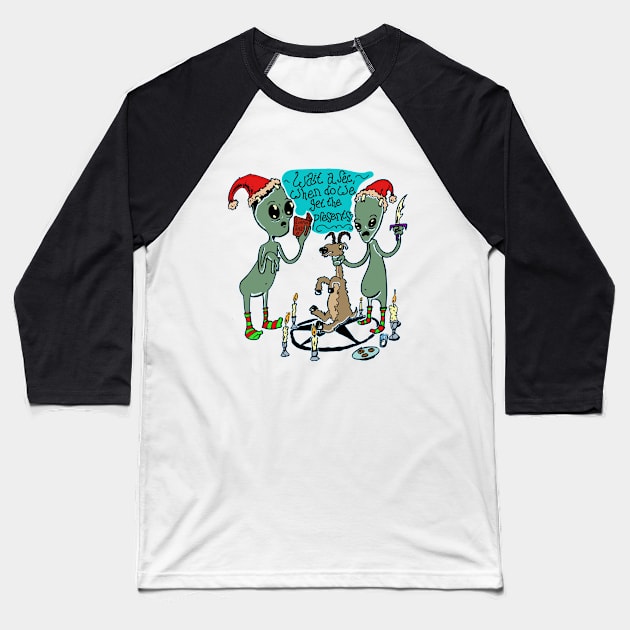 Aliens and Santa Baseball T-Shirt by Cake_Jlauson